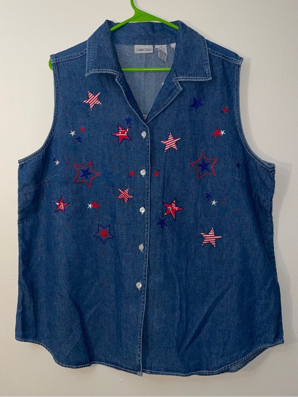 VTG 90s Cabin Creek Women’s Sleeveless Button Up Americana Denim Tank/Vest